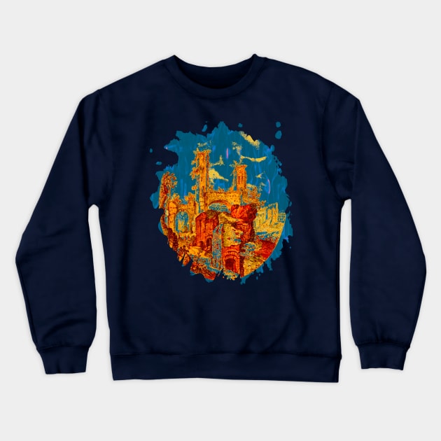 City Dreaming Splat Silhouette Art Crewneck Sweatshirt by Mazz M